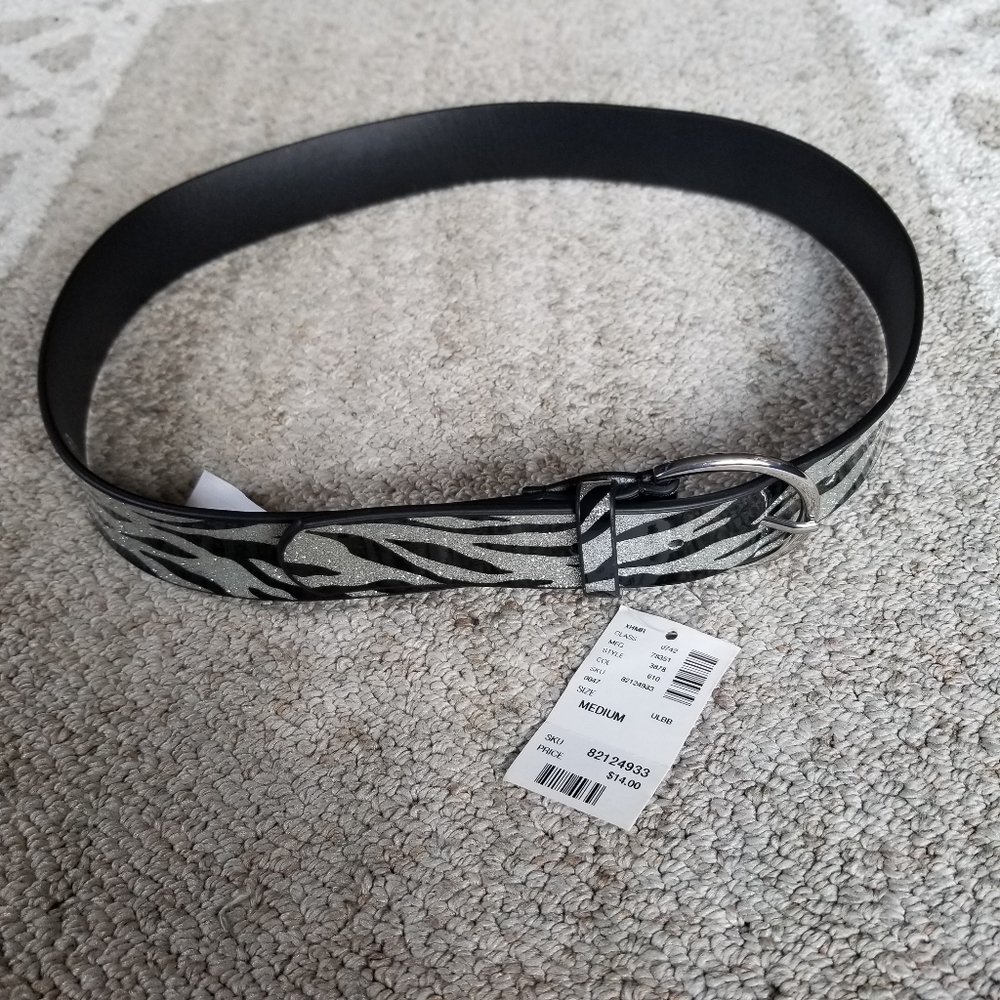 NWT Justice Sparkly Zebra Belt